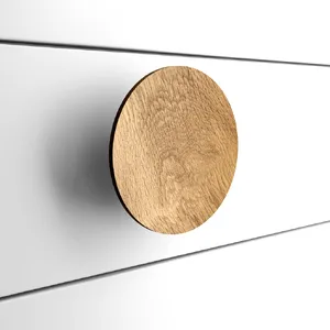 Round wooden cabinet handles for furniture sleek design